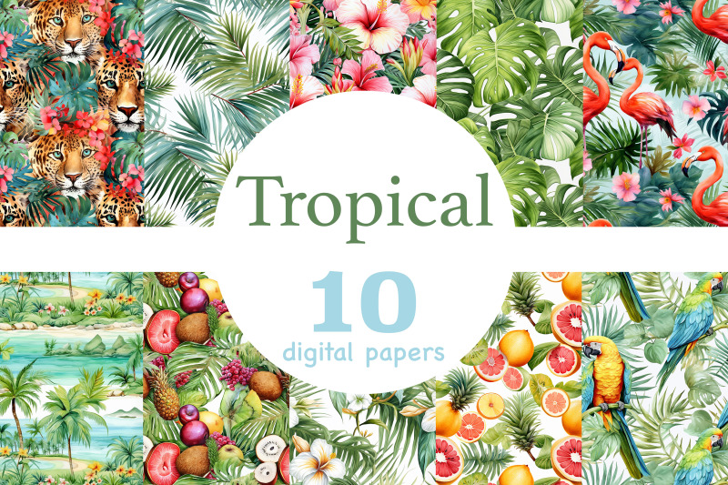 tropical-digital-papers-exotic-pattern-bundle