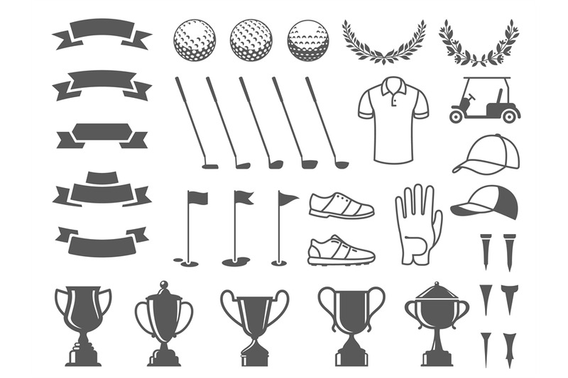 golf-elements-collection-tee-icons-ball-silhouettes-cup-stickers-an