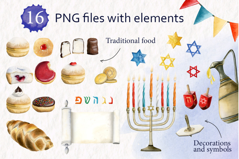 hanukkah-jewish-holiday-watercolor-clipart