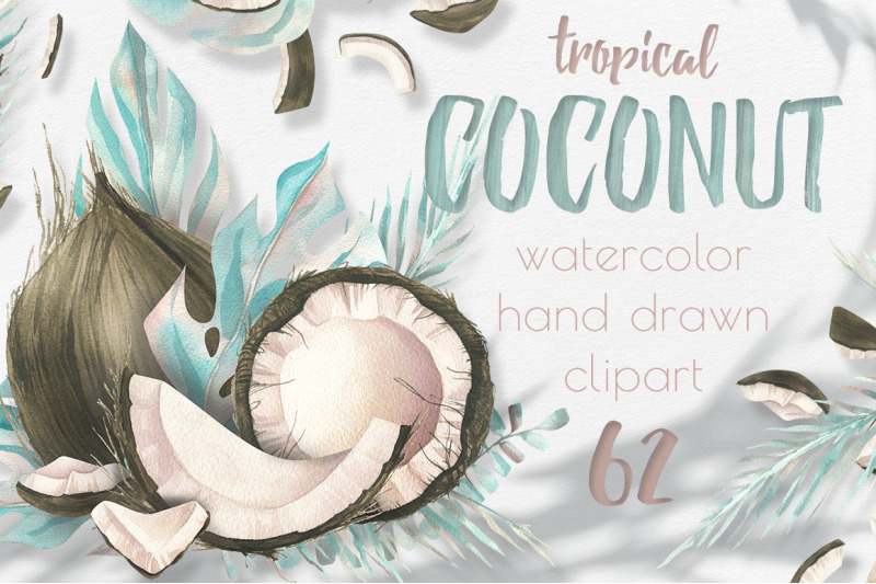coconuts-tropical-leaves-watercolor
