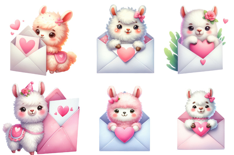 watercolor-llamas-valentine-039-s-clipart