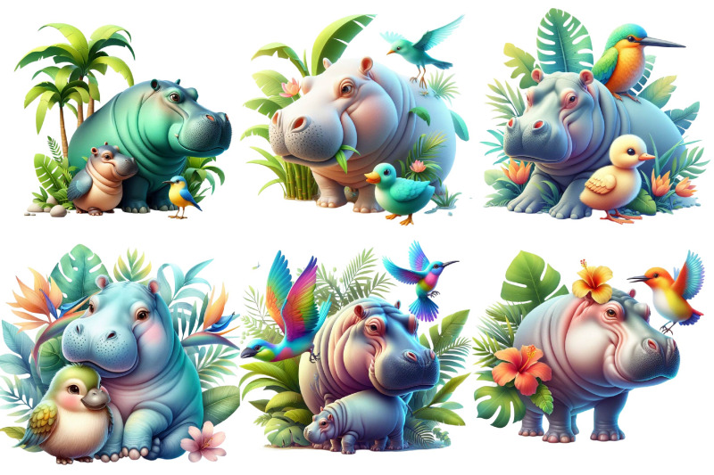 watercolor-cute-hippo-clipart