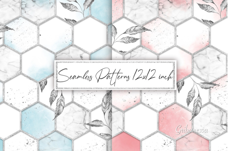 hexagon-seamless-patterns-with-leaves