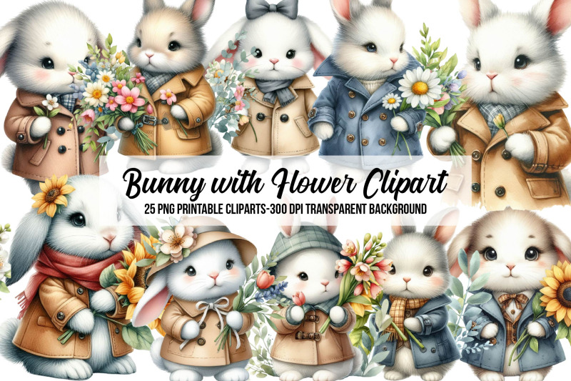 bunny-with-flower-clipart