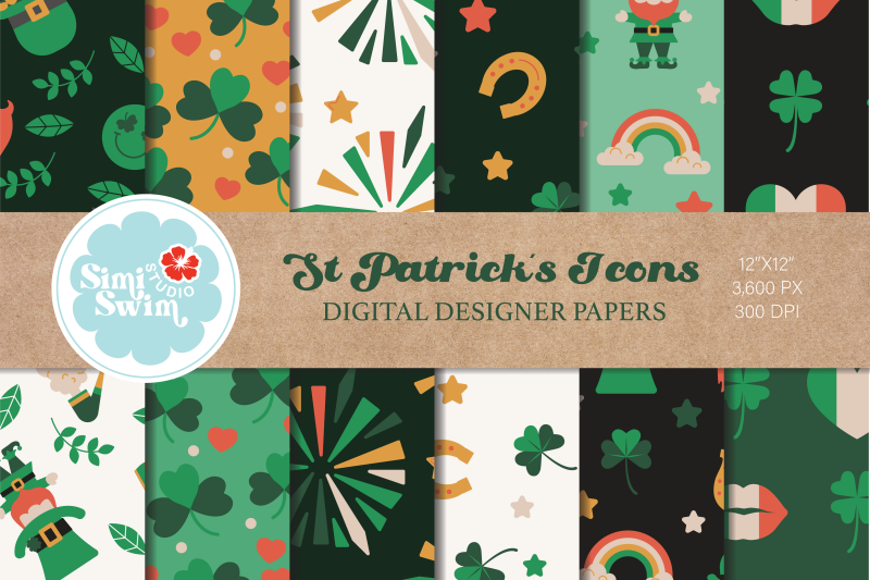st-patricks-day-color-digital-papers-lucky-pattern-bundle-holiday-i