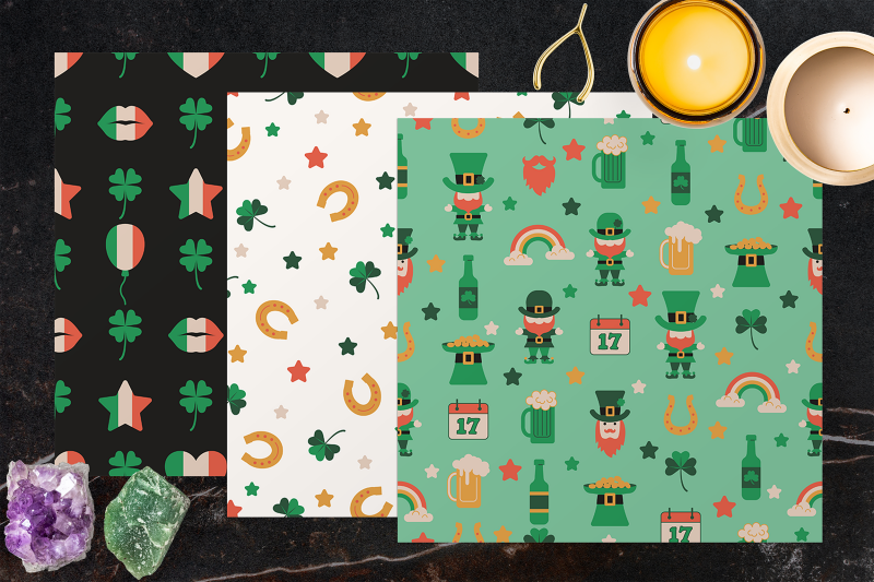 st-patricks-day-color-digital-papers-lucky-pattern-bundle-holiday-i