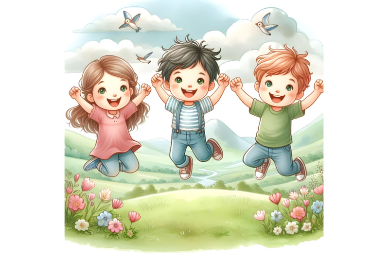 happy-kids-jumping-in-landscape