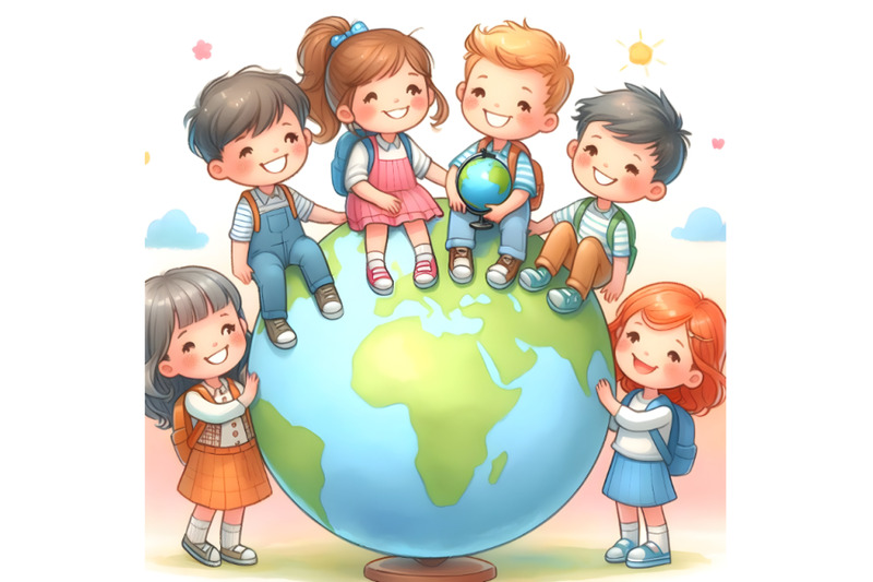 five-kids-on-top-of-a-globe