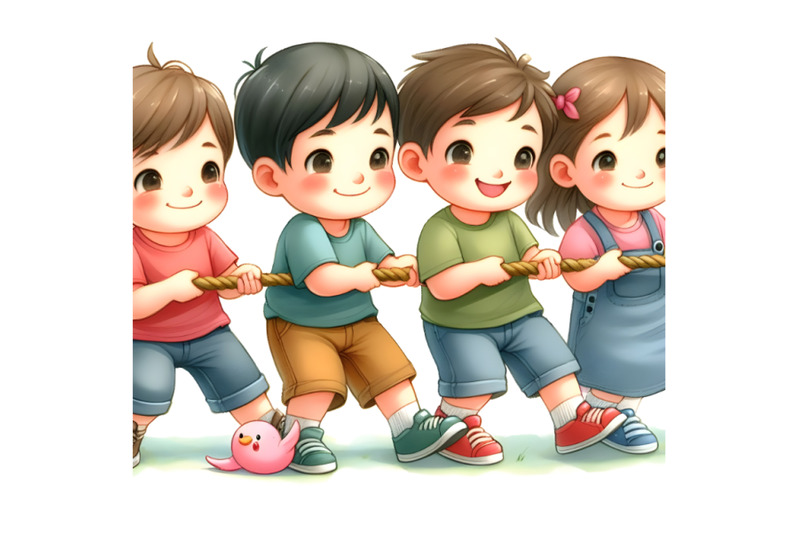 four-kids-playing-at-tug-of-war