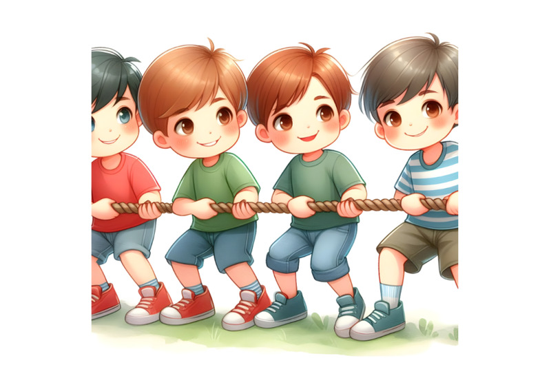 four-kids-playing-at-tug-of-war