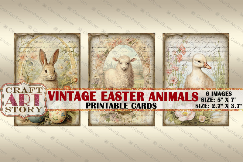 vintage-easter-animals-collage-picture-cards-atc-aceo