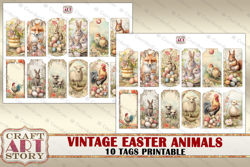 vintage-easter-animal-ephemera-tags-scrapbook-junk-journal