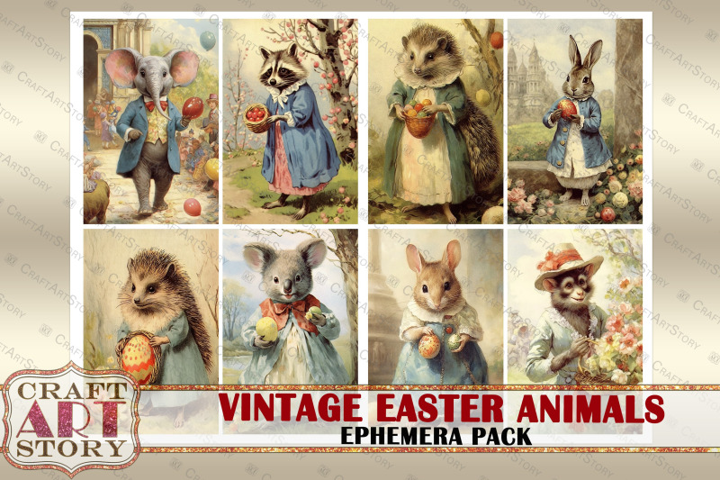 vintage-easter-animals-ephemera-pack-spring-card-set