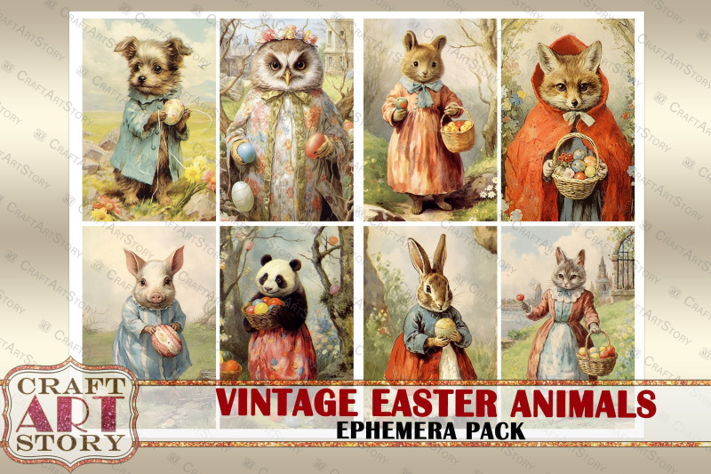 vintage-easter-animals-ephemera-pack-spring-card-set