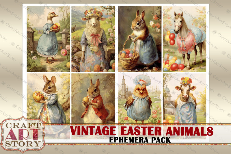 vintage-easter-animals-ephemera-pack-spring-card-set