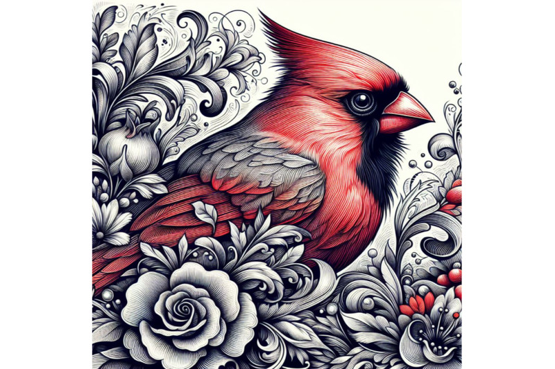 cardinaldrawing-with-floral-ornament-decoration