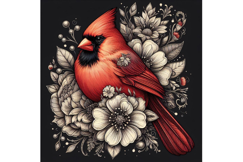 cardinaldrawing-with-floral-ornament-decoration