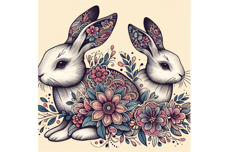 bunny-with-floral-ornament-decoration