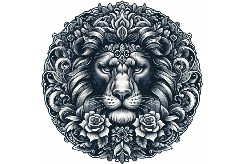 lion-with-floral-ornament-decoration