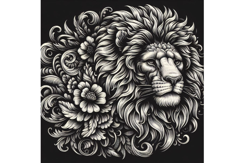 lion-with-floral-ornament-decoration