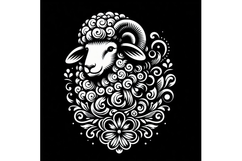 ewe-with-floral-ornament-decoration