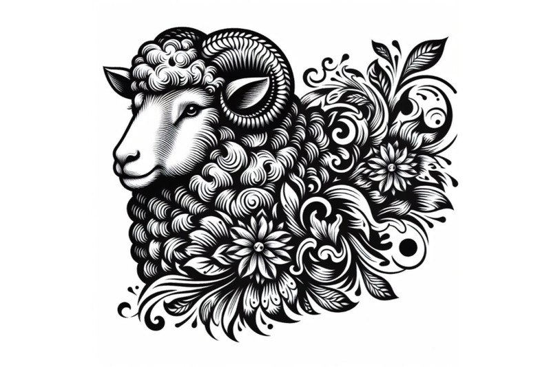 ewe-with-floral-ornament-decoration