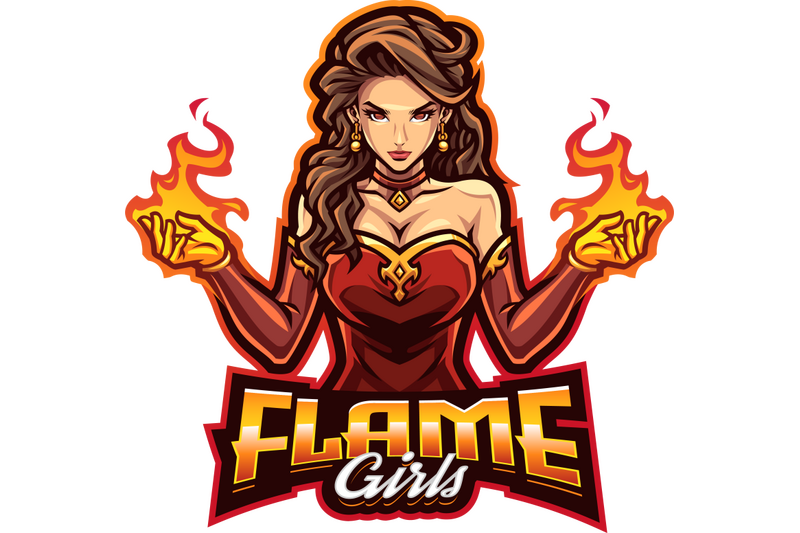 flame-girls-esport-mascot-logo-design