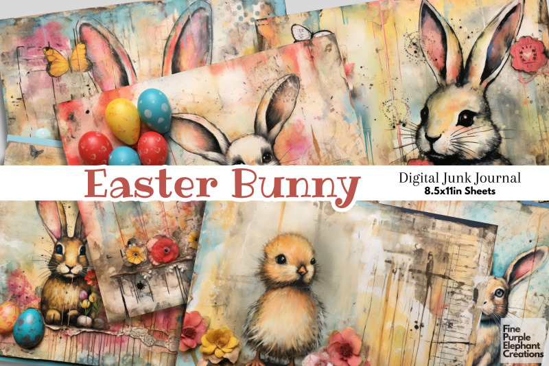 distressed-easter-bunny-digital-junk-journal-double-pages-whimsy