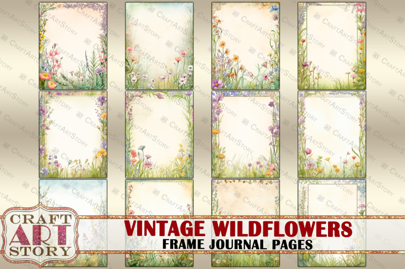 vintage-wildflowers-frame-journal-pages-paper-journal-kit