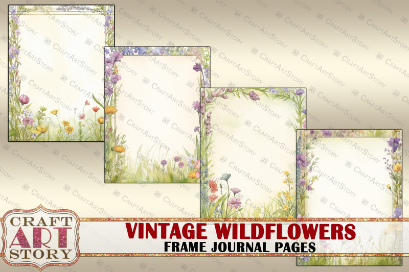 vintage-wildflowers-frame-journal-pages-paper-journal-kit