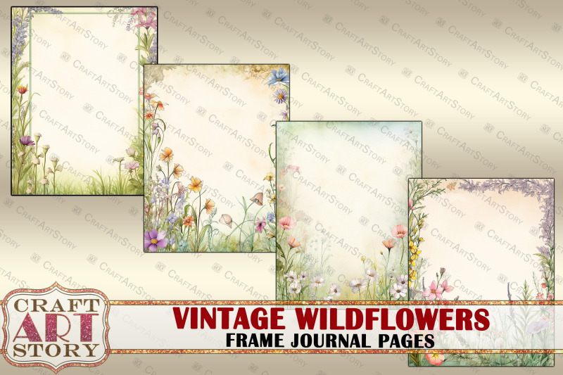 vintage-wildflowers-frame-journal-pages-paper-journal-kit