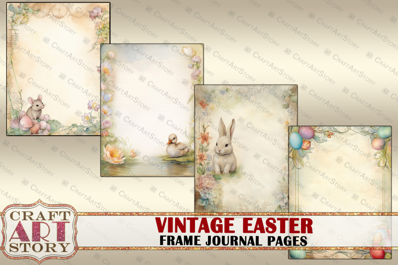 vintage-easter-frame-journal-pages-spring-paper-journal-kit