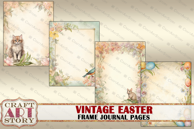 vintage-easter-frame-journal-pages-spring-paper-journal-kit