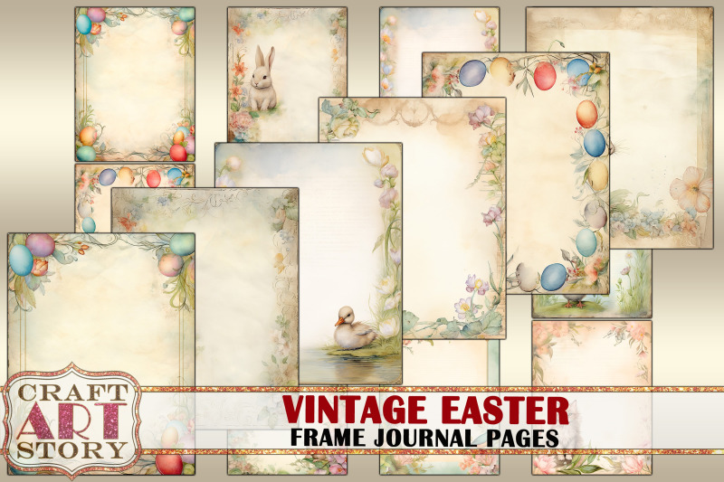 vintage-easter-frame-journal-pages-spring-paper-journal-kit