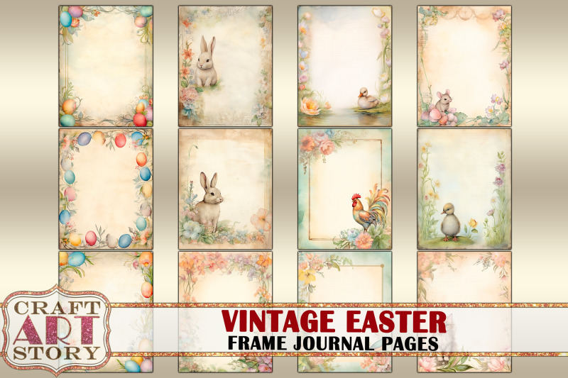 vintage-easter-frame-journal-pages-spring-paper-journal-kit