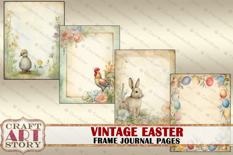 vintage-easter-frame-journal-pages-spring-paper-journal-kit