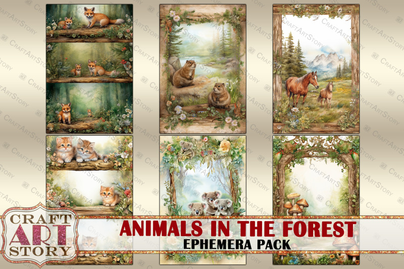 animals-in-the-forest-ephemera-pack-natural-card-set