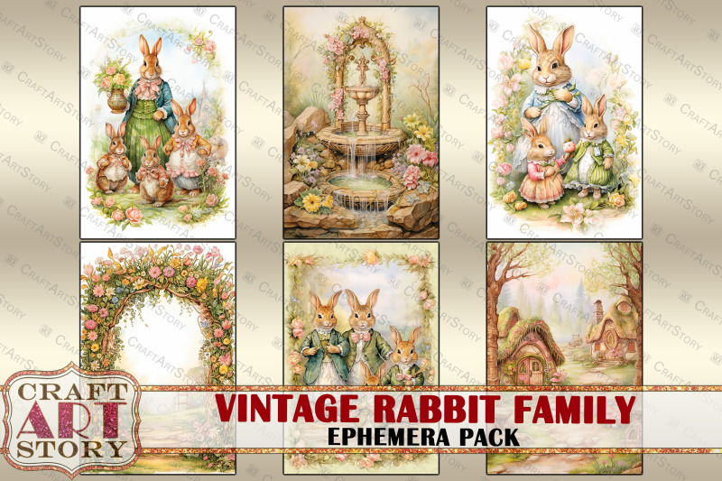 rabbit-family-ephemera-pack-natural-spring-card-set