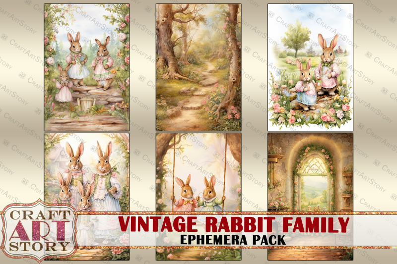 rabbit-family-ephemera-pack-natural-spring-card-set