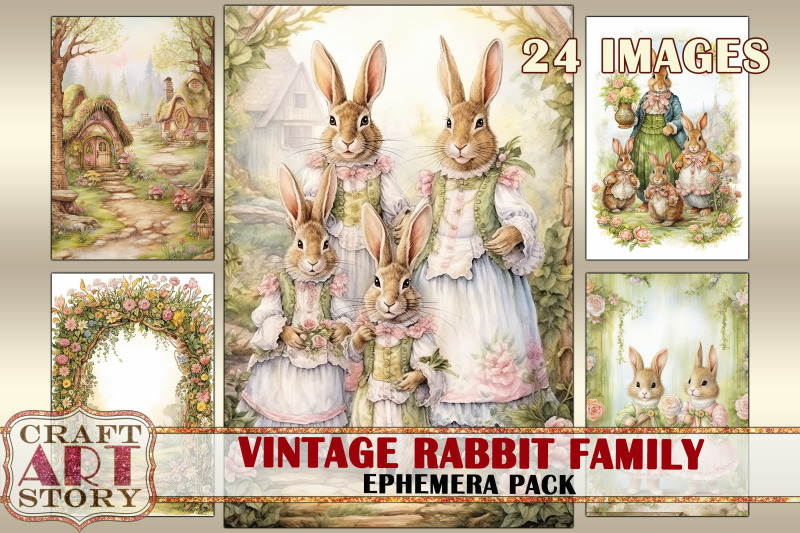 rabbit-family-ephemera-pack-natural-spring-card-set