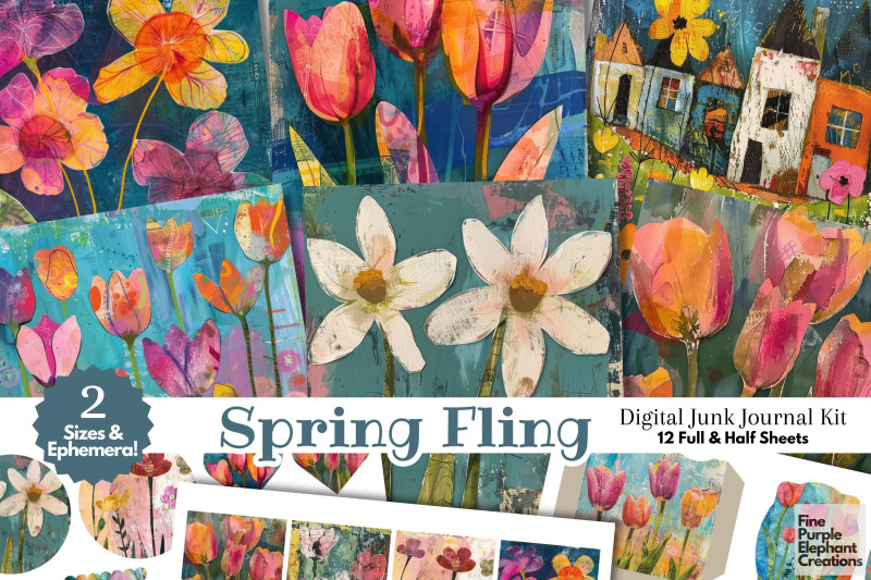 spring-flowers-digital-junk-journal-kit-half-pages-easter