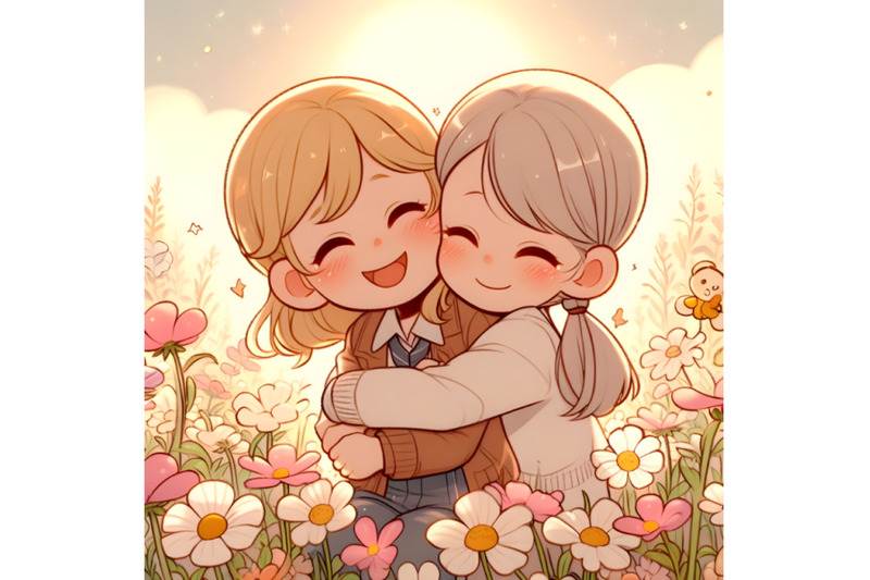 two-girls-embracing-in-a-field-of-flowers