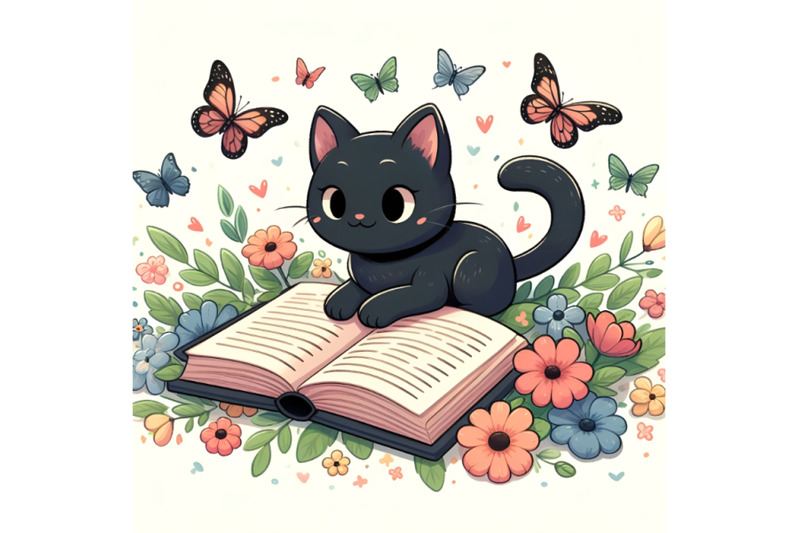 black-cat-reading-book