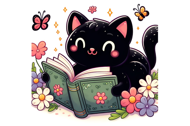 black-cat-reading-book