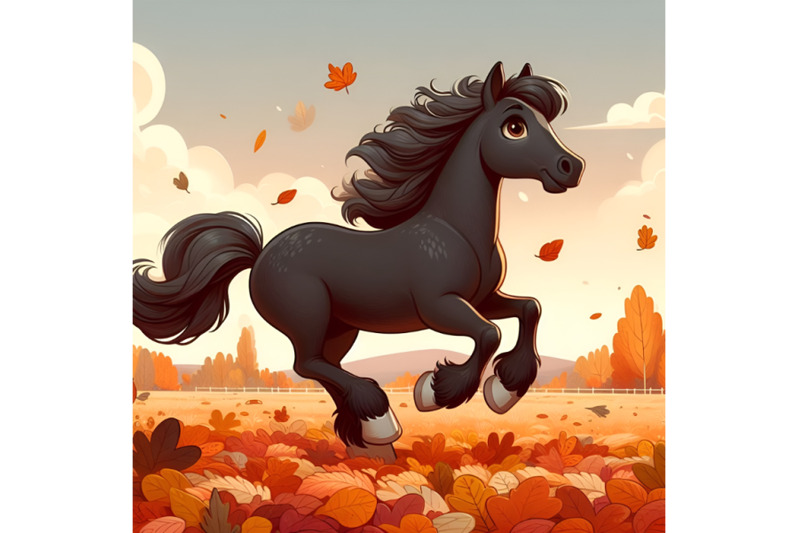 black-horse-running-in-a-field