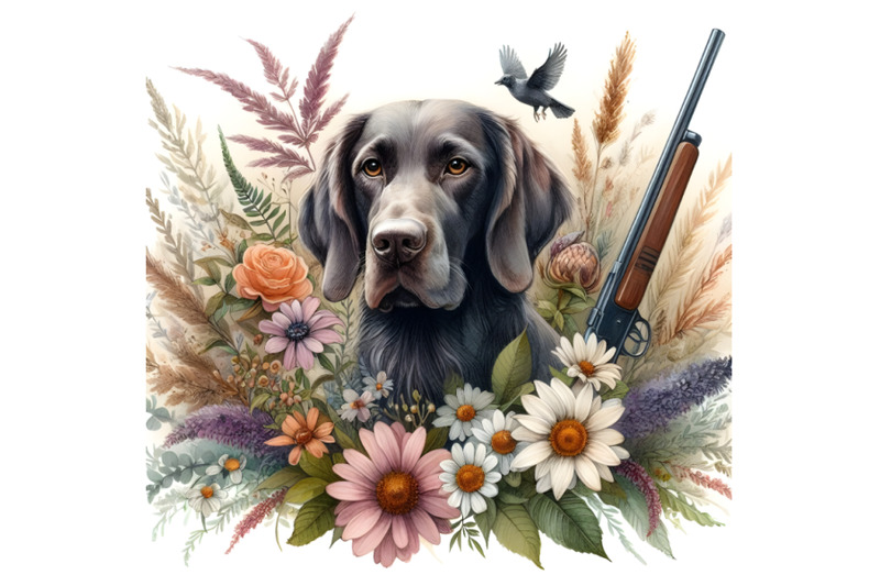 a-hunting-dog-surrounded-by-flowers