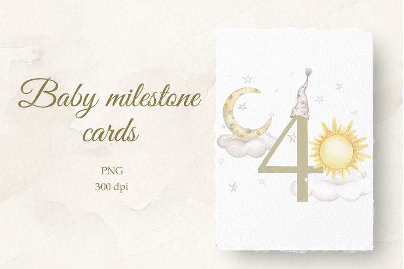 baby-milestone-card-4-months-watercolor-png