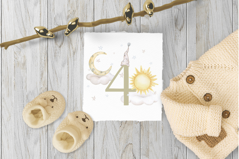 baby-milestone-card-4-months-watercolor-png