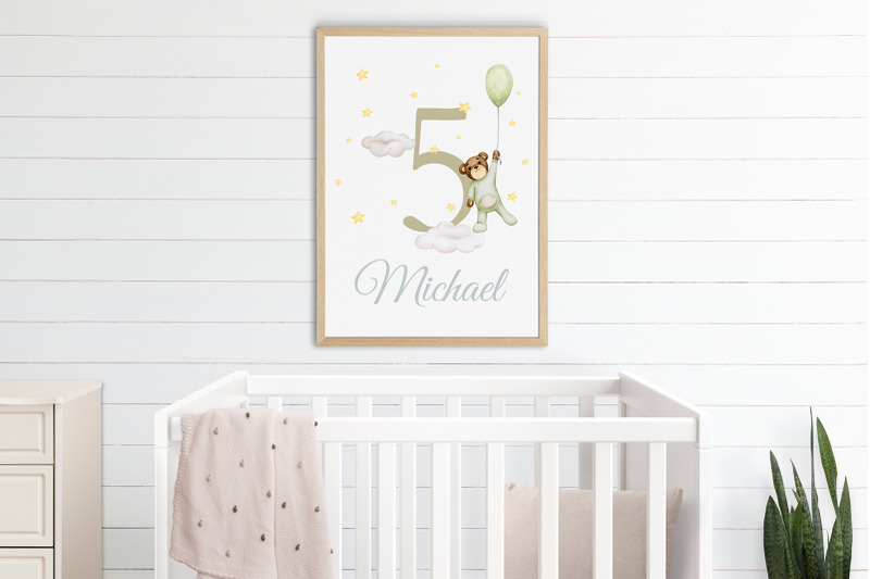 baby-milestone-card-5-months-watercolor-png