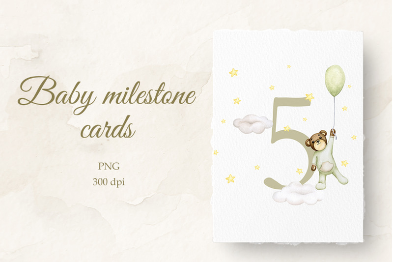 baby-milestone-card-5-months-watercolor-png